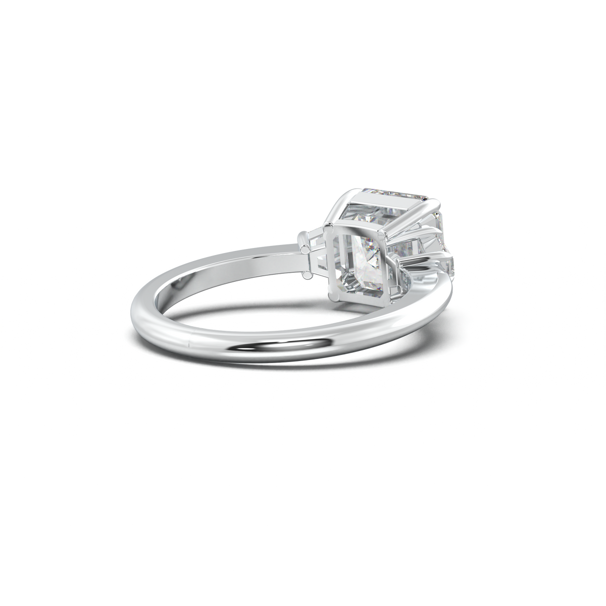 Asscher Baguette Three-Stone Engagement Ring