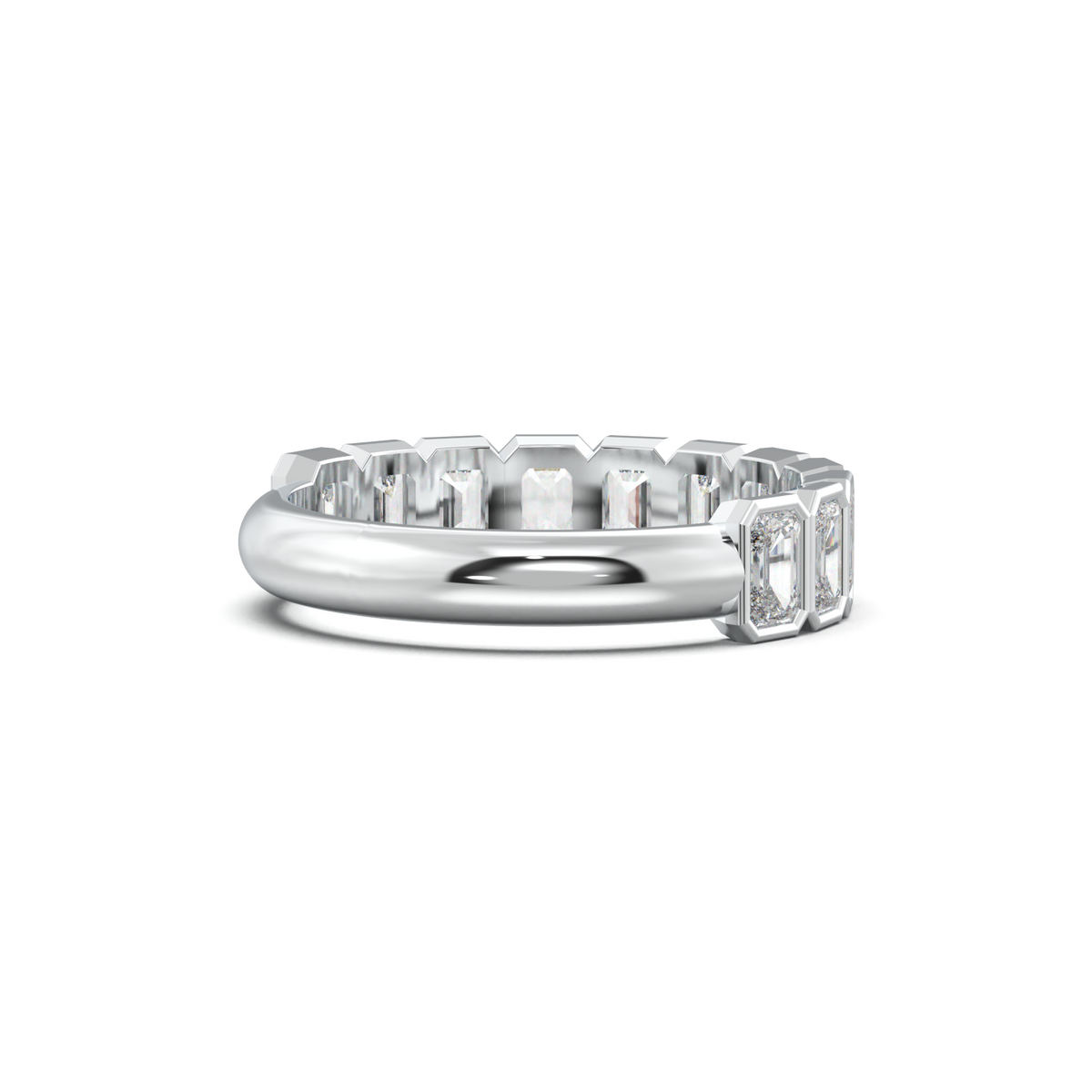 Emerald Bezel Half-Eternity Wedding Band