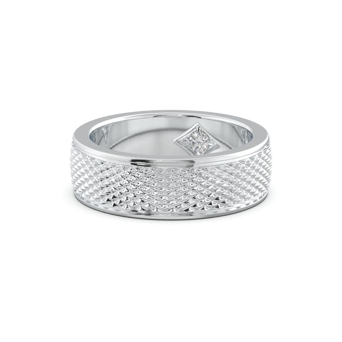 Diamond-Cut Textured Men's Wedding Band