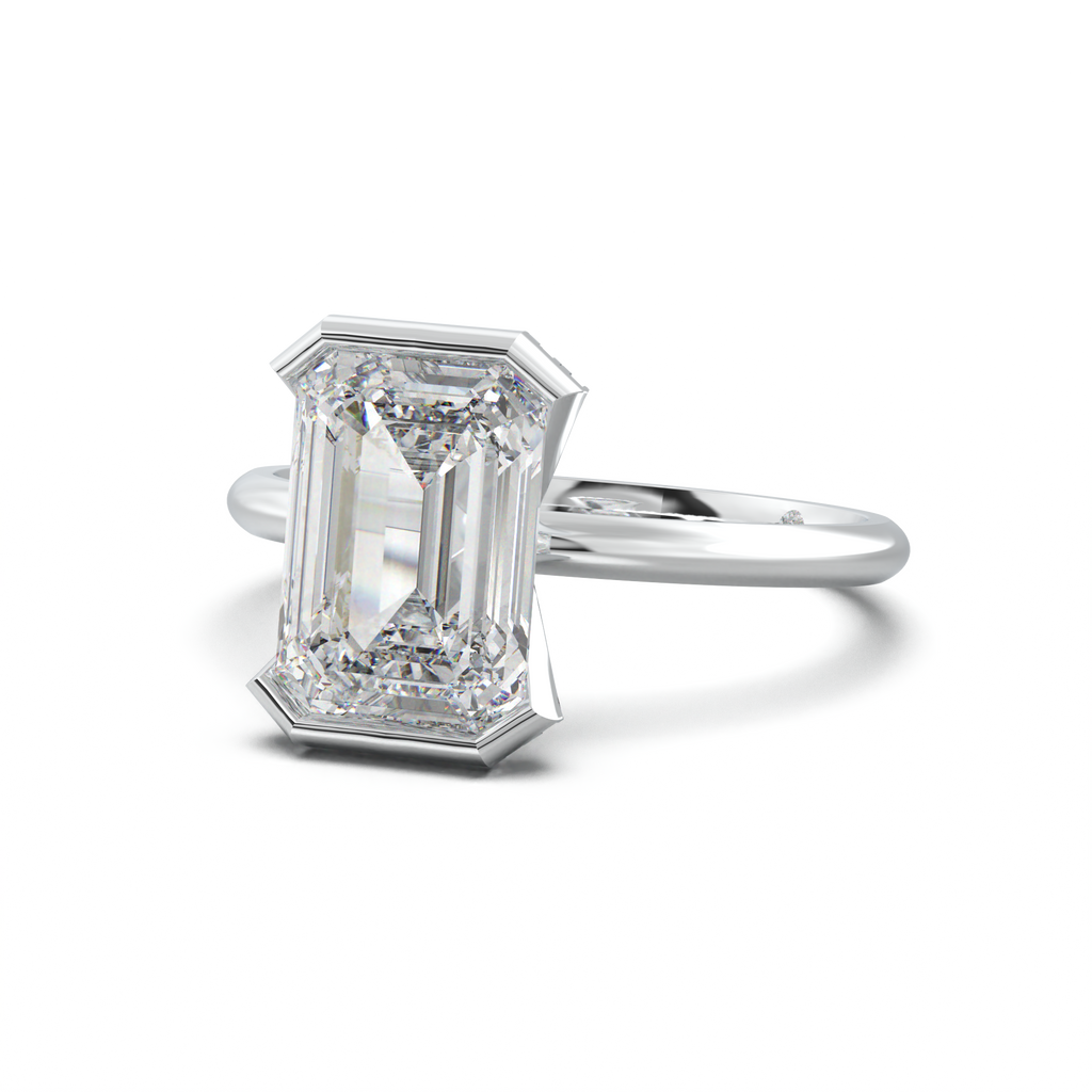 Emerald Hidden Halo Engagement Ring