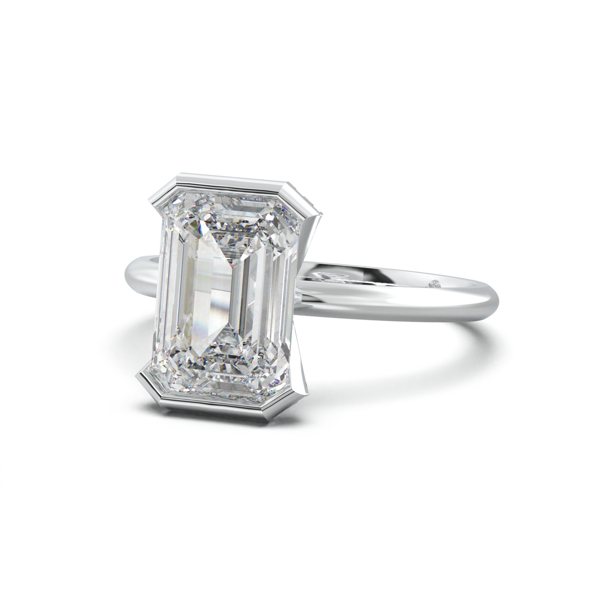 Emerald Hidden Halo Engagement Ring