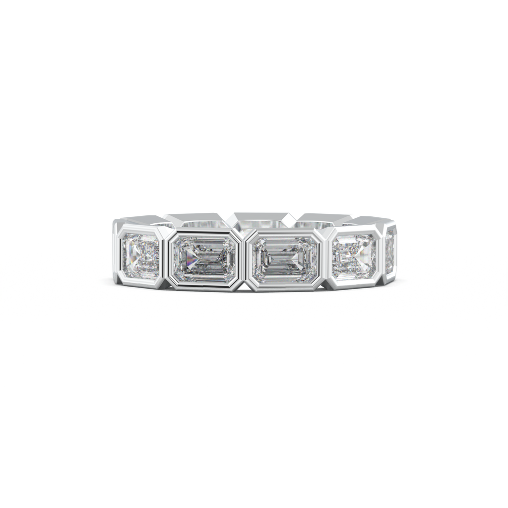 Emerald-Cut Bezel-Style Eternity Wedding Band