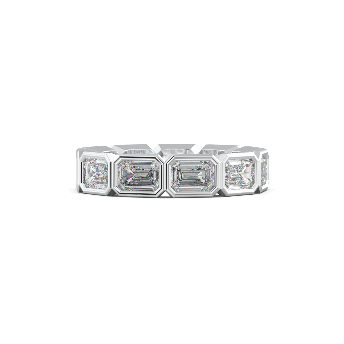 Emerald-Cut Bezel-Style Eternity Wedding Band
