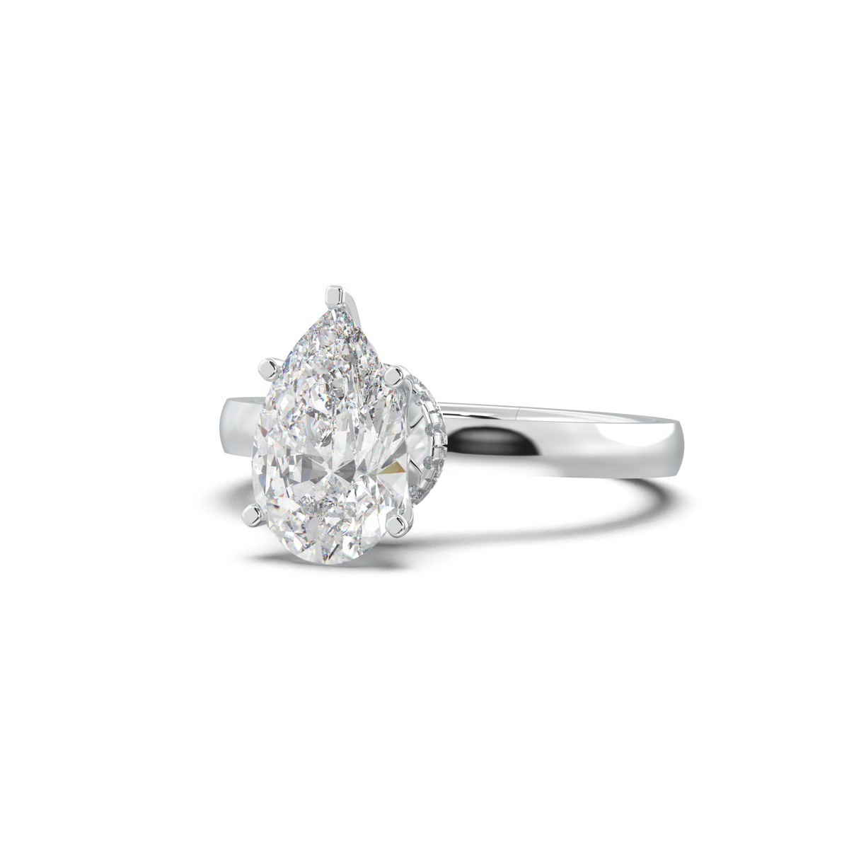 Pear Hidden Halo Engagement Ring