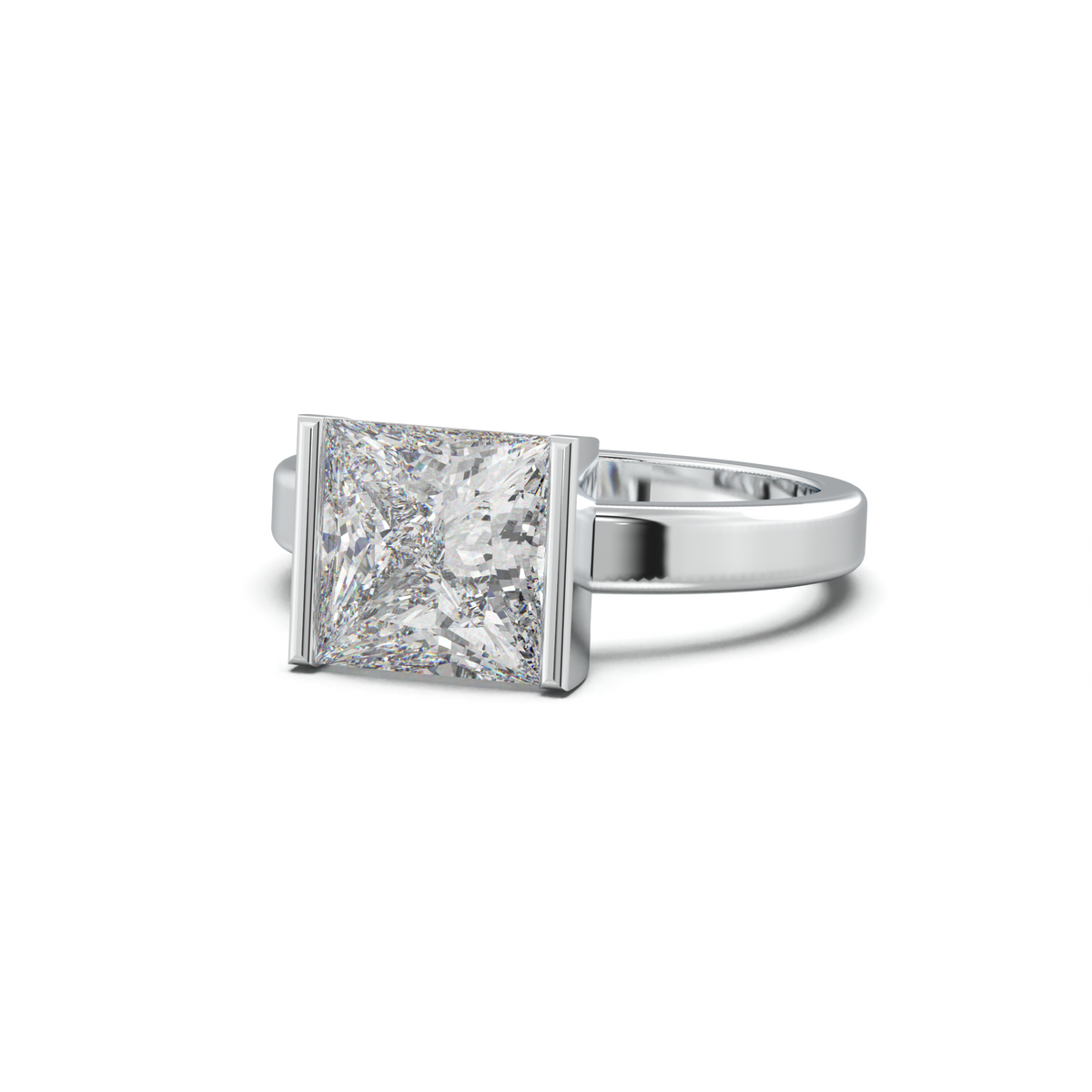 Princess Half-Bezel Engagement Ring