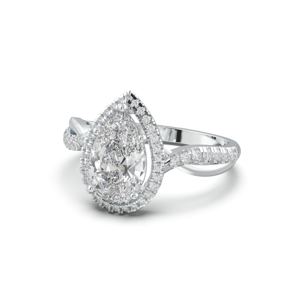 Pear Halo Twisted Pavé Engagement Ring
