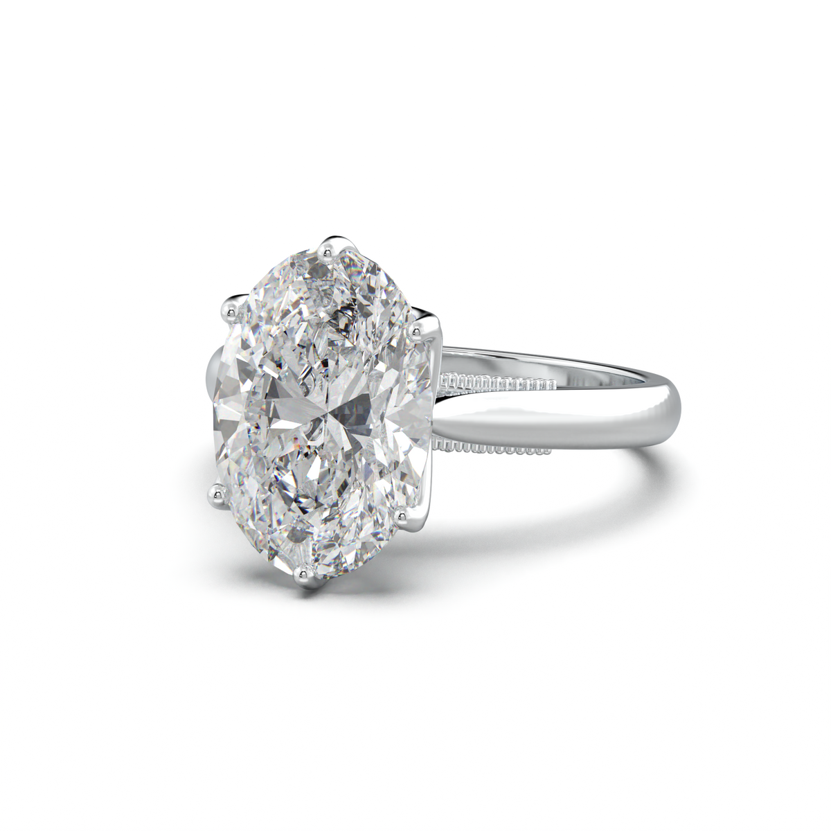 Oval Tulip Setting Hidden bridge Halo Engagement Ring