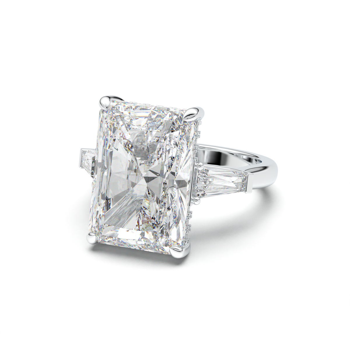Radiant Baguette Hidden Halo Engagement Ring