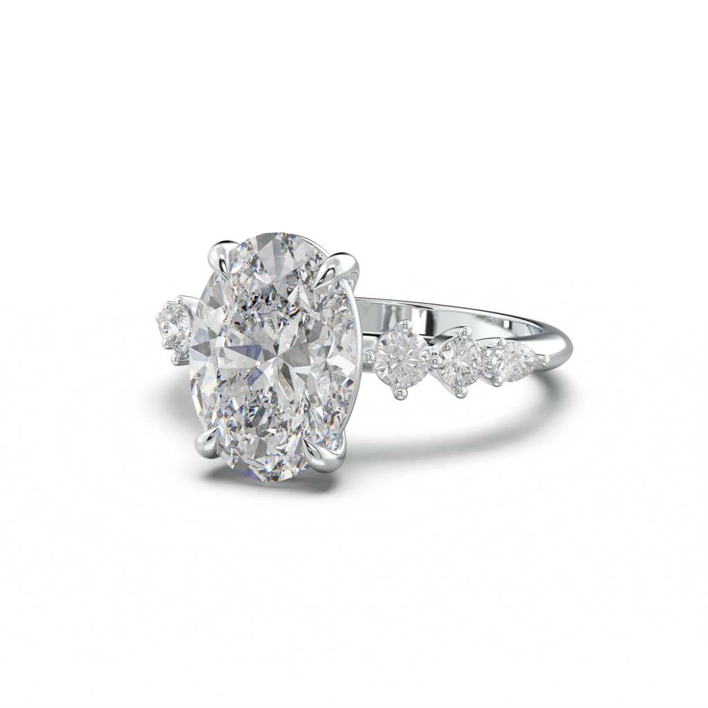 Oval Pear-Accent Engagement Ring