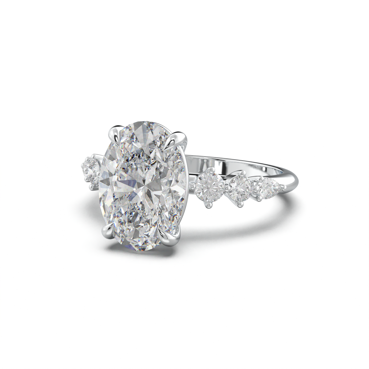 Oval Pear-Accent Engagement Ring