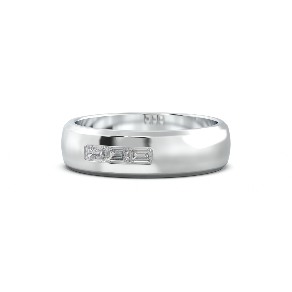 Three-Emerald Inlay Men's Band
