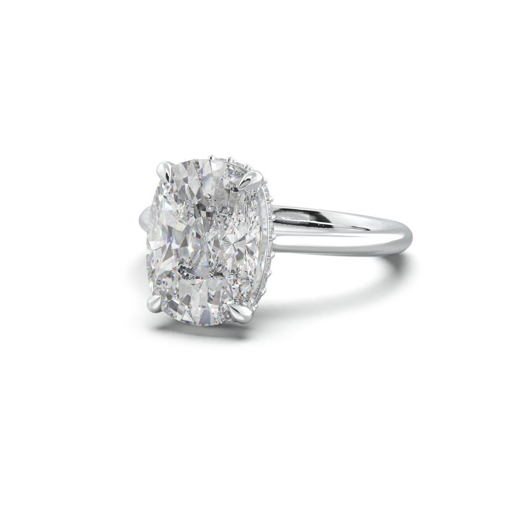 Cushion Hidden Halo Engagement Ring