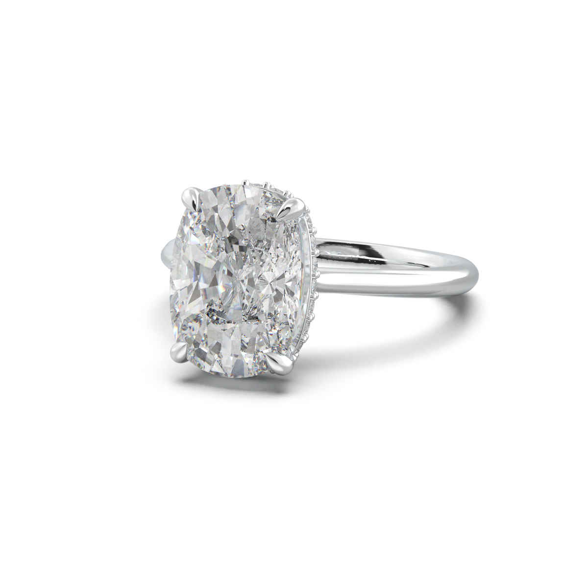 Cushion Hidden Halo Engagement Ring