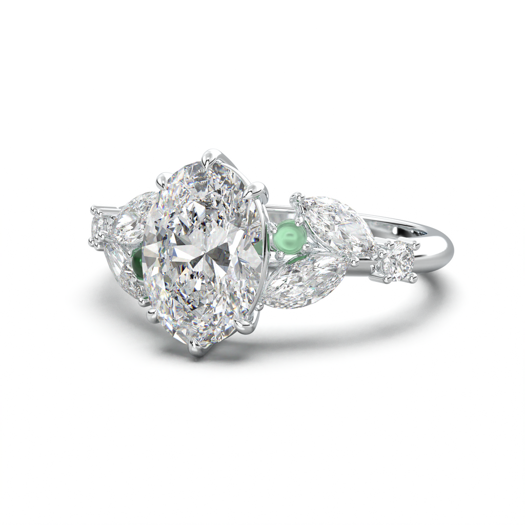 Oval Marquise-Accent Engagement Ring