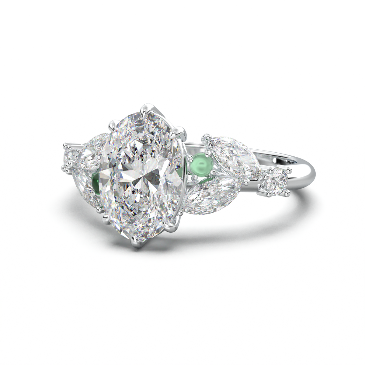 Oval Marquise-Accent Engagement Ring