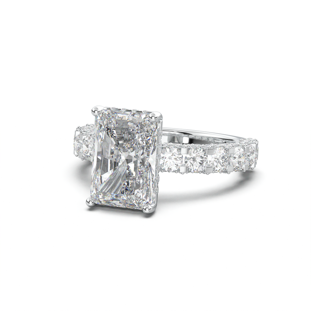 Radiant Diamond Band Engagement Ring