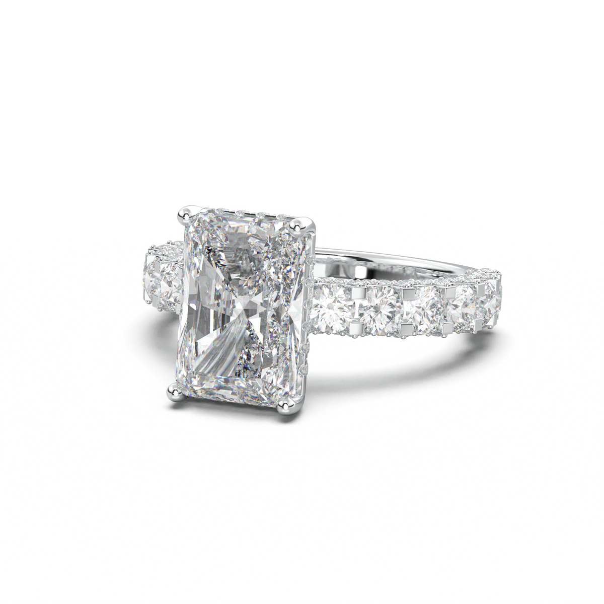 Radiant Diamond Band Engagement Ring