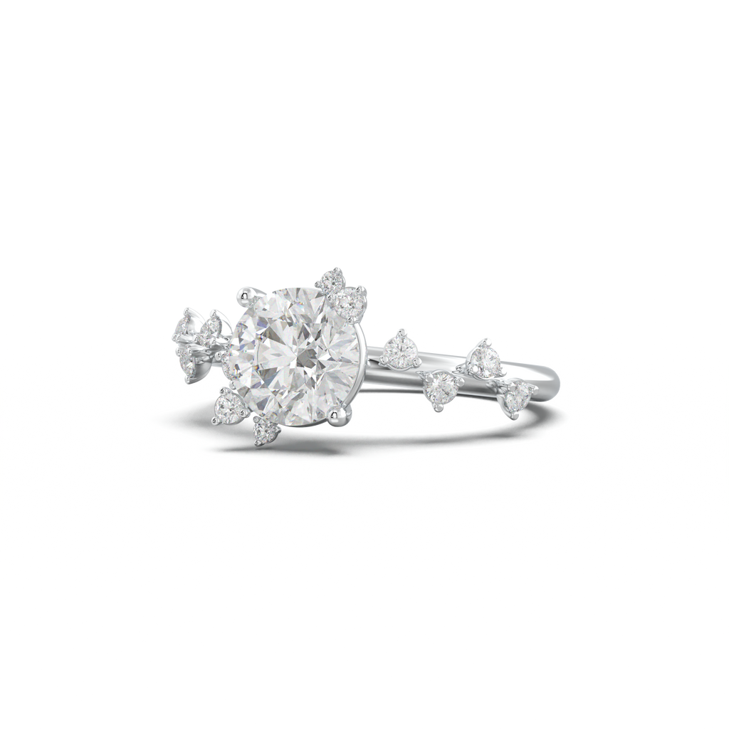 Round Botanical Accent Engagement Ring