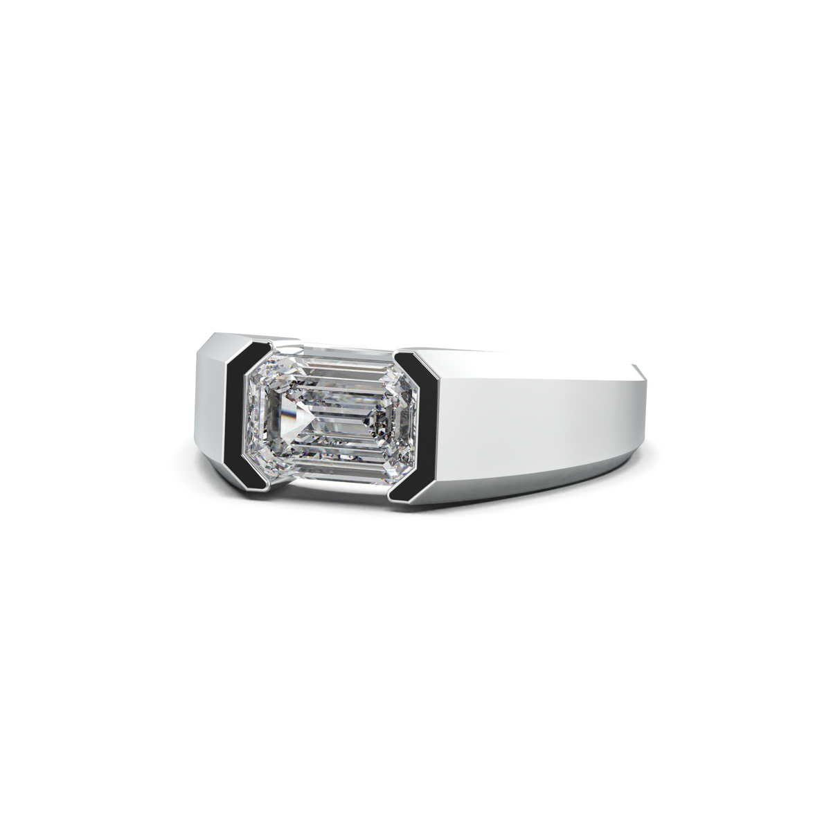 East-West Emerald Men's Ring