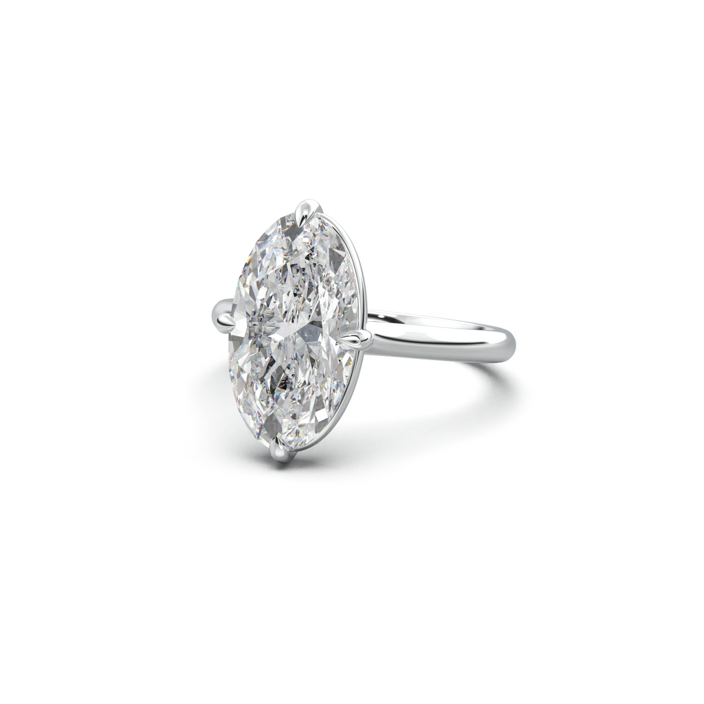 Elongated Moval Solitaire Engagement Ring