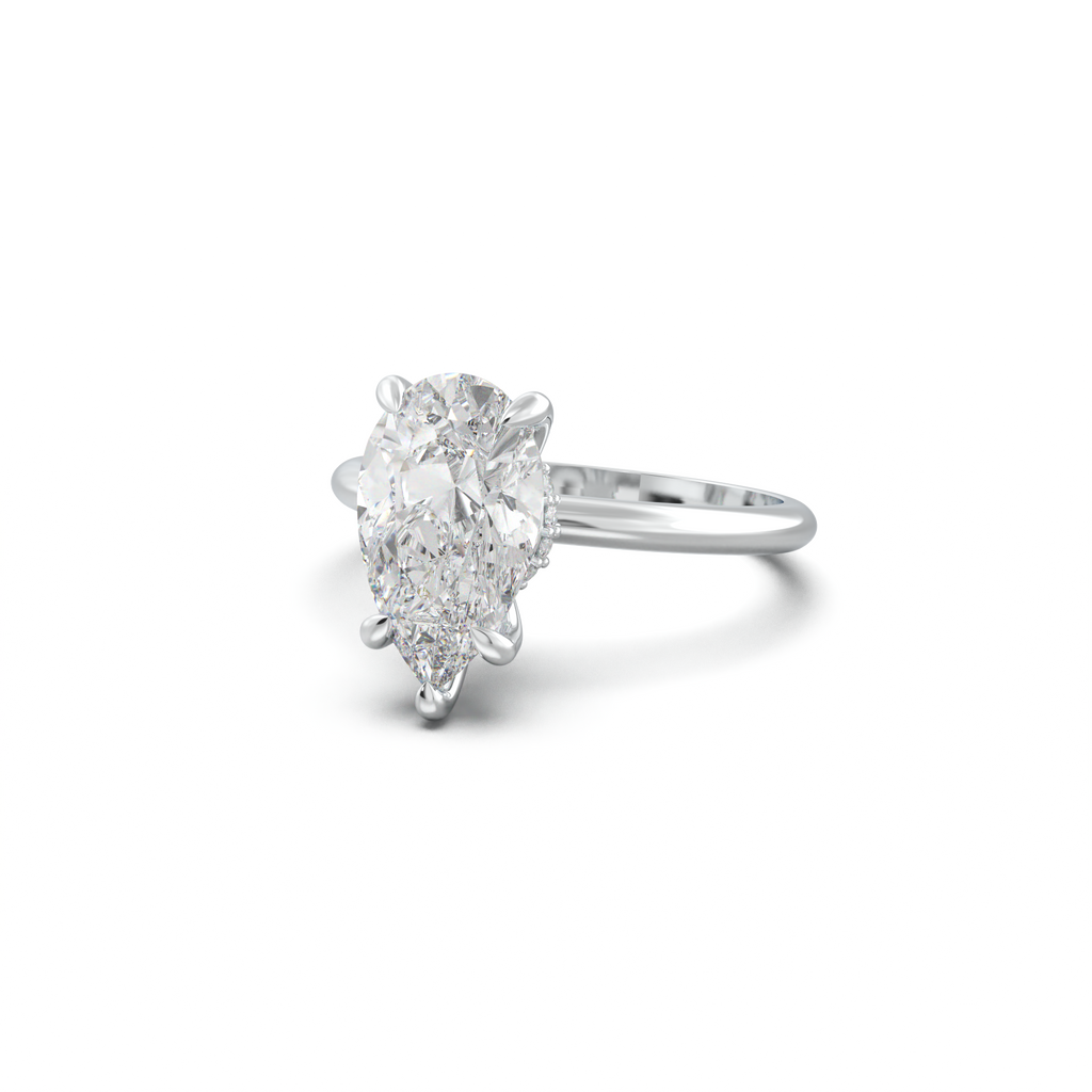 Pear Hidden Halo Engagement Ring