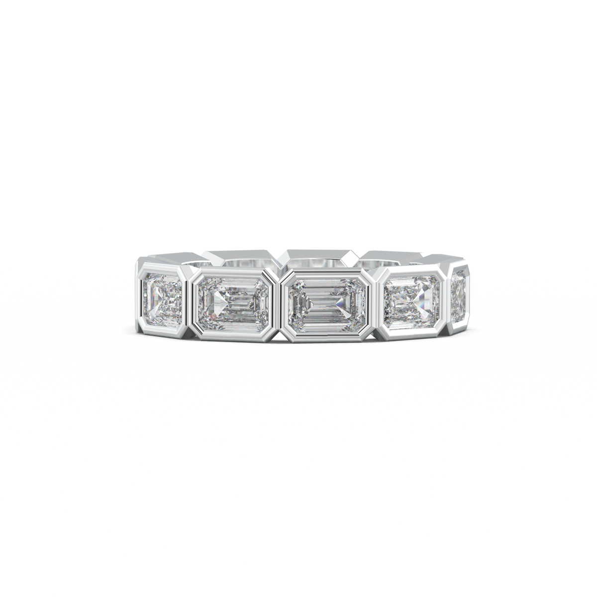 Emerald-Cut Bezel-Style Eternity Wedding Band