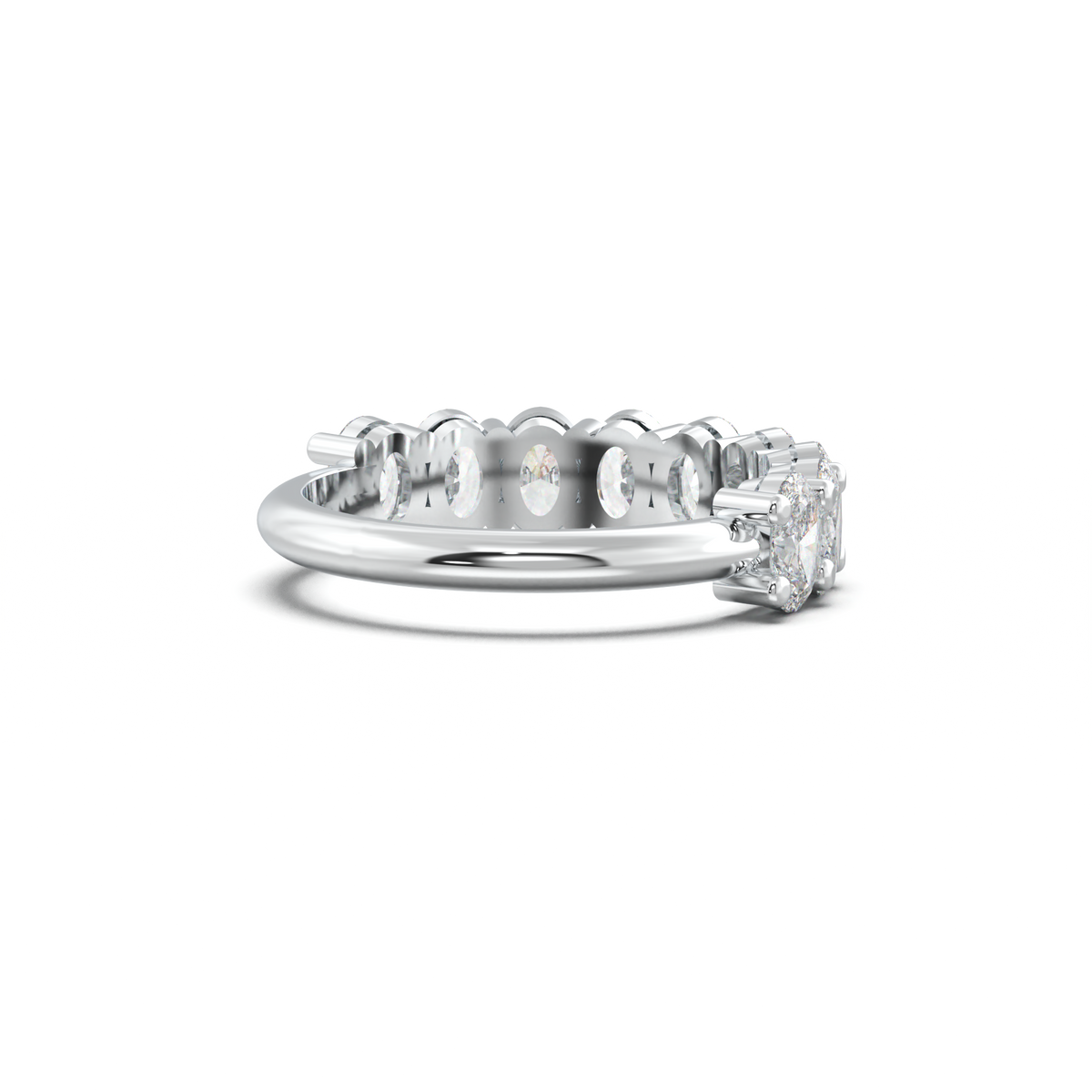 Nine-Oval Half-Eternity Wedding Band