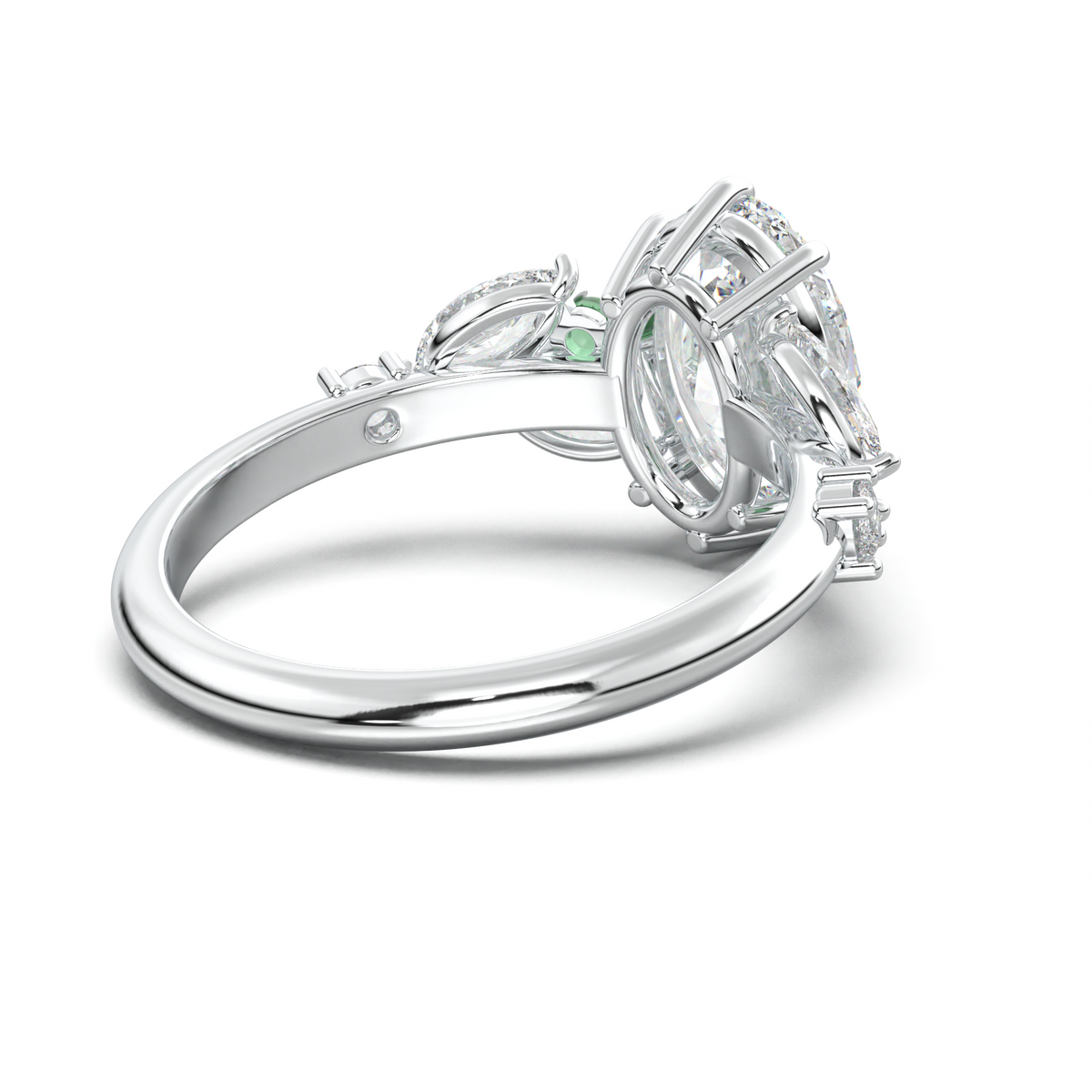 Oval Marquise-Accent Engagement Ring