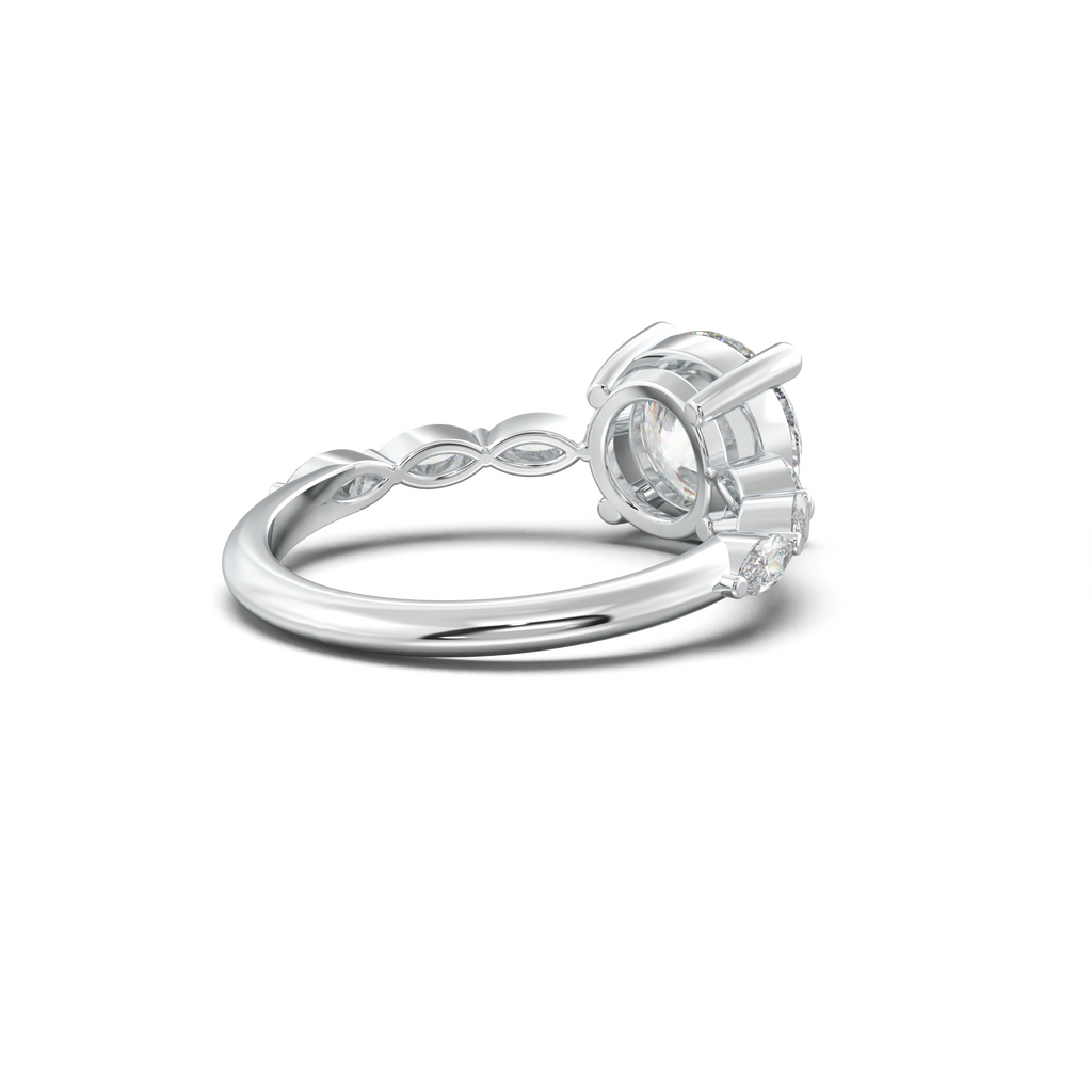 Round Marquise Side-Stone Engagement Ring