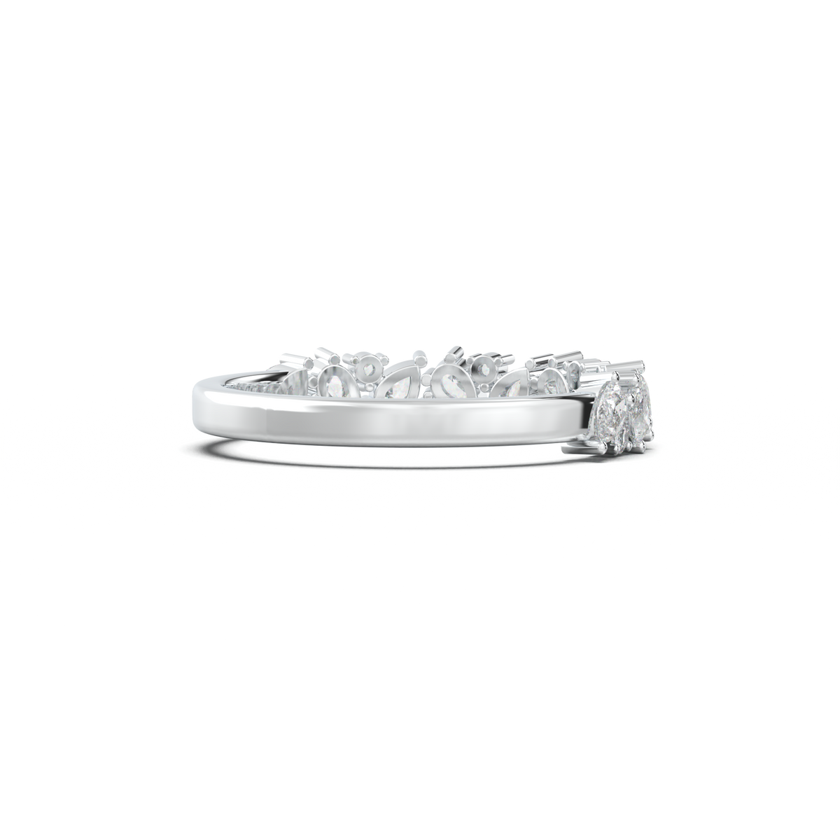 Alternating Pear & Round Half-Eternity Wedding Band