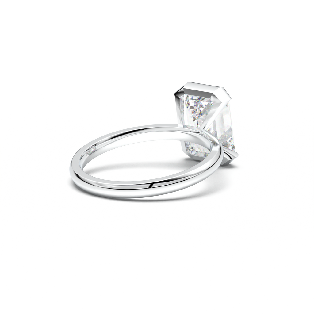 Emerald Cut Half-Bezel Engagement Ring