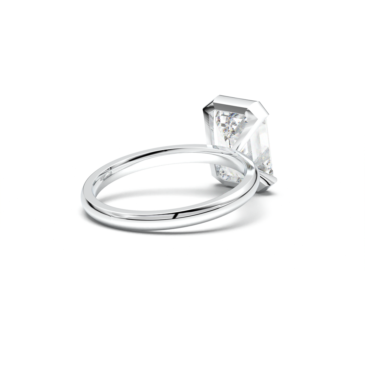 Emerald Cut Half-Bezel Engagement Ring