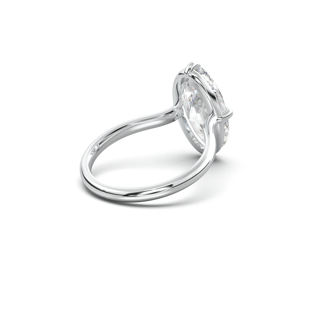 Elongated Moval Solitaire Engagement Ring