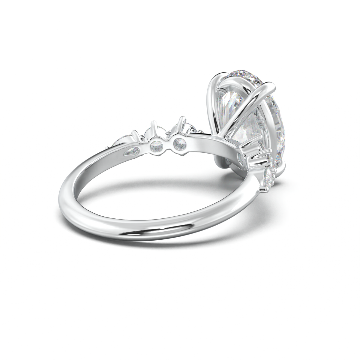 Oval Pear-Accent Engagement Ring