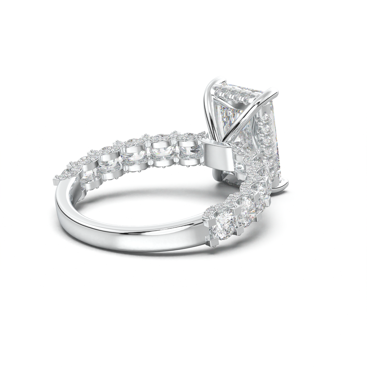 Radiant Diamond Band Engagement Ring