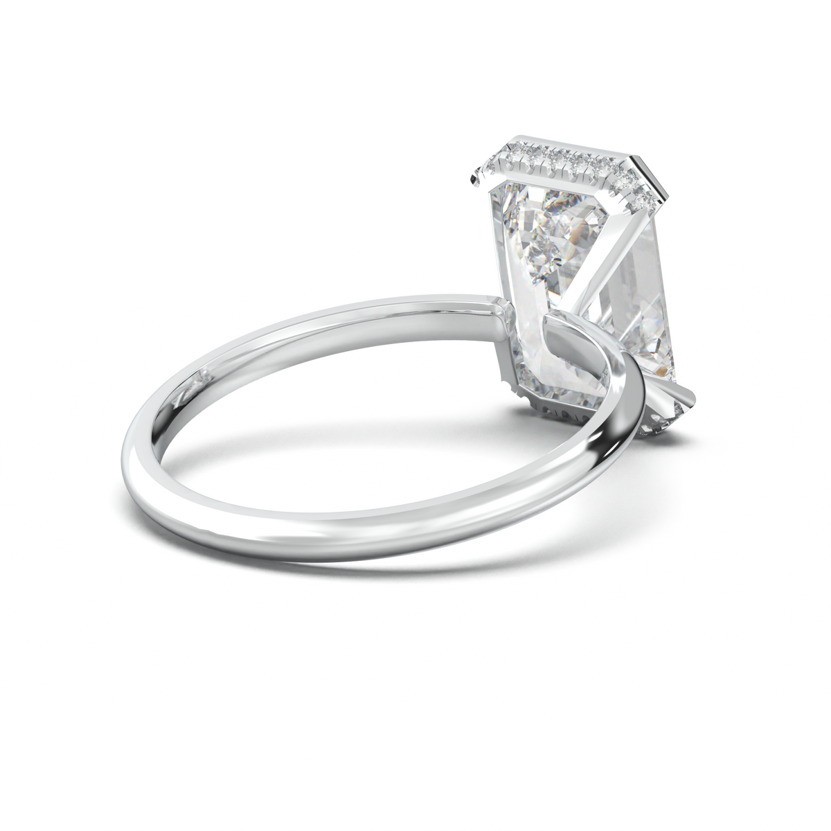 Emerald Hidden Halo Engagement Ring