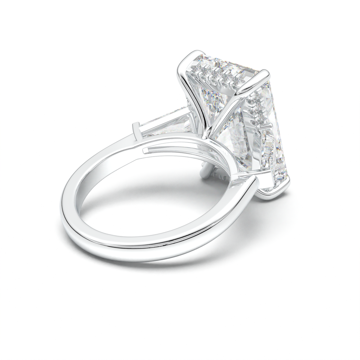 Radiant Baguette Hidden Halo Engagement Ring