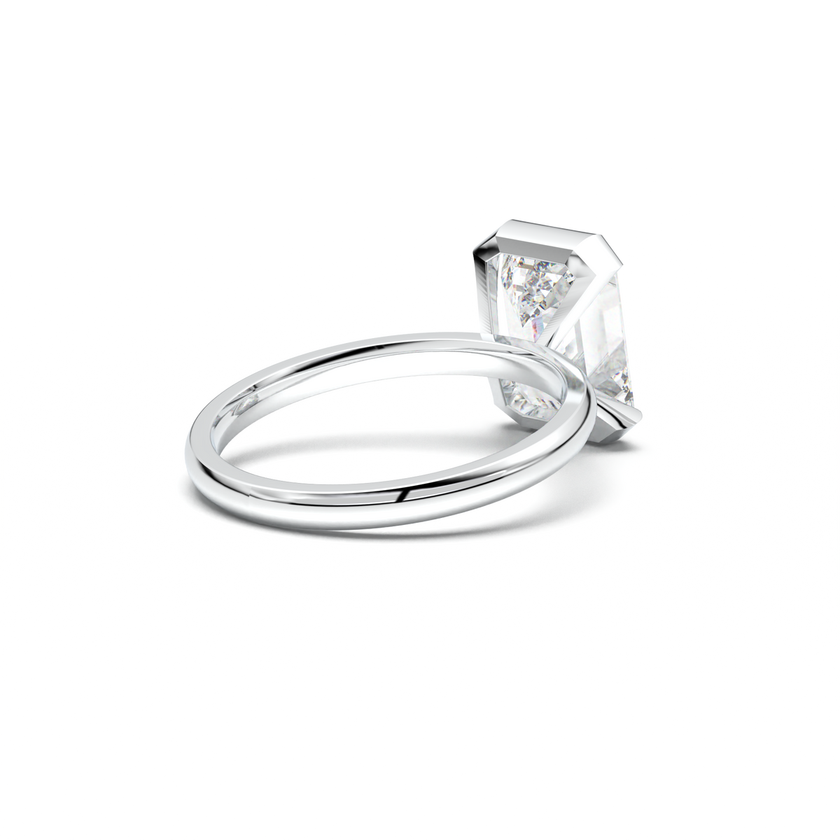 Emerald Cut Half-Bezel Engagement Ring