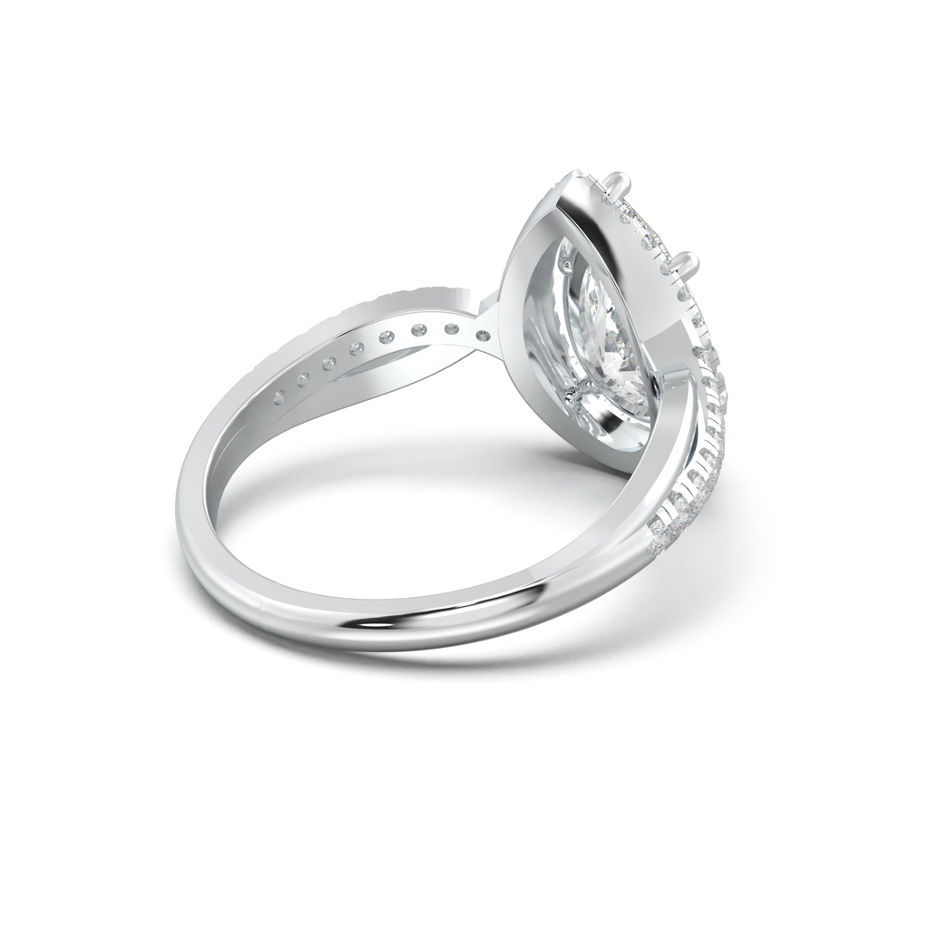 Pear Halo Twisted Pavé Engagement Ring
