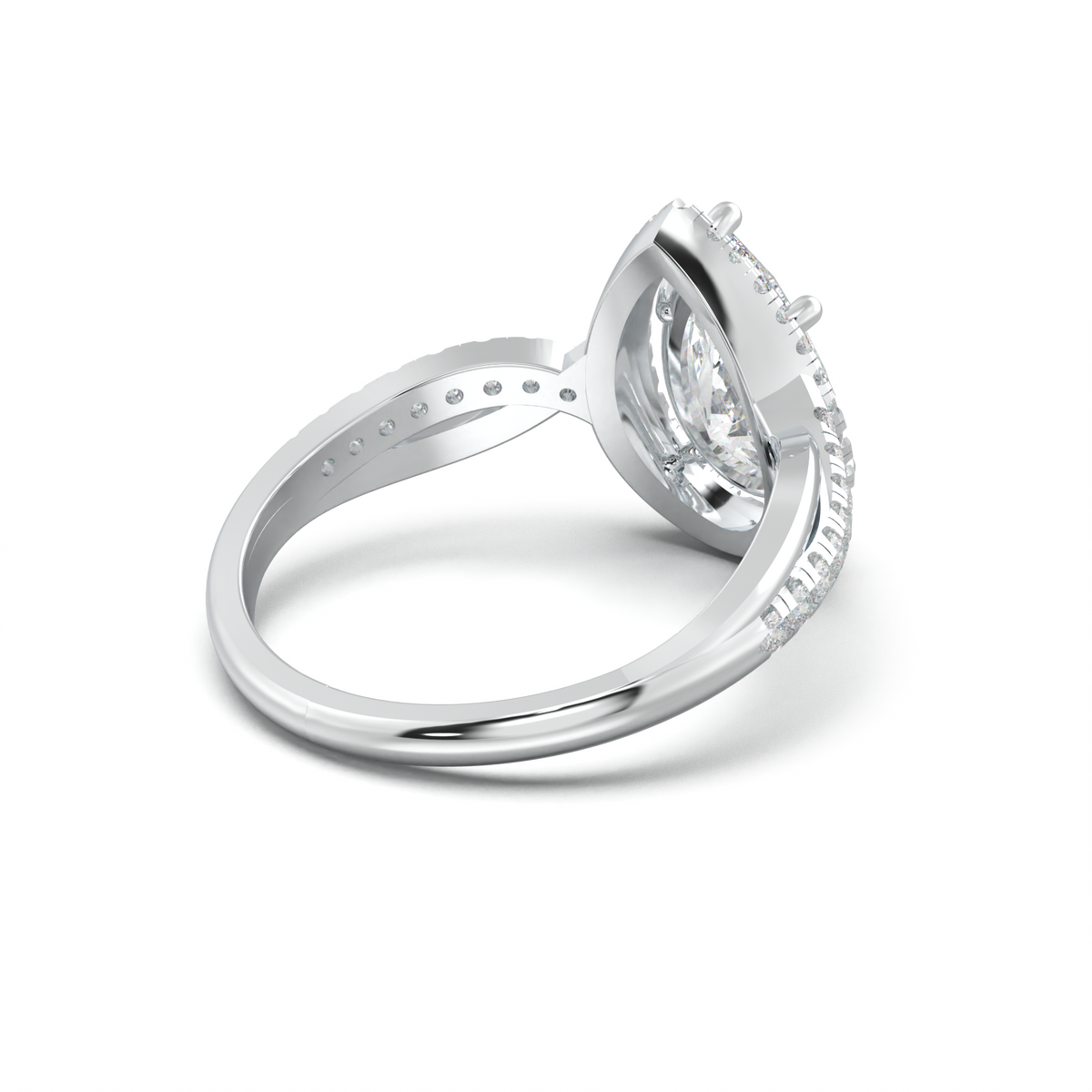 Pear Halo Twisted Pavé Engagement Ring