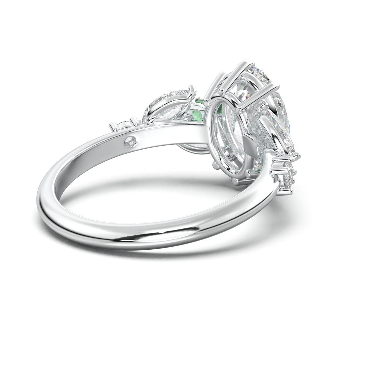 Oval Marquise-Accent Engagement Ring