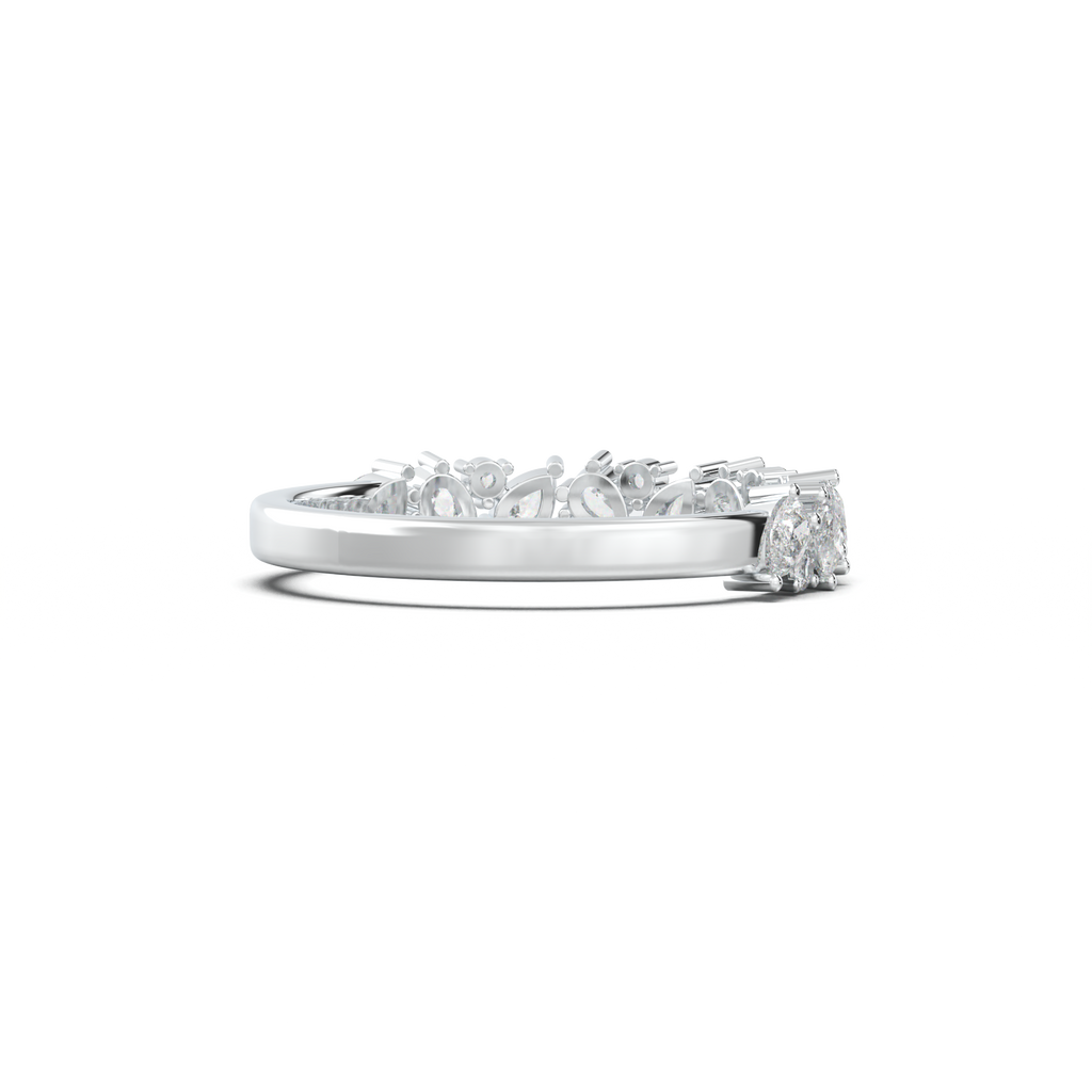 Alternating Pear & Round Half-Eternity Wedding Band