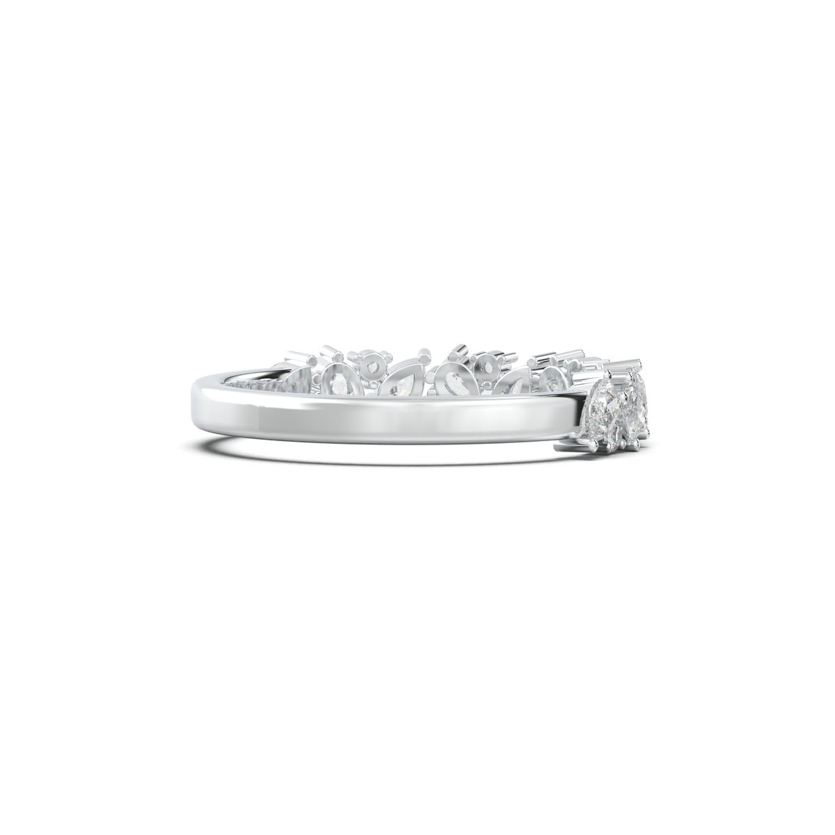 Alternating Pear & Round Half-Eternity Wedding Band