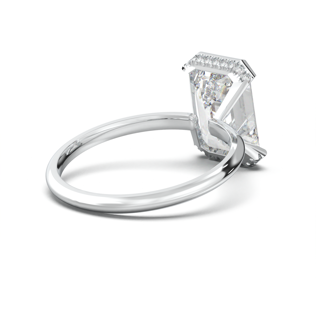 Emerald Hidden Halo Engagement Ring
