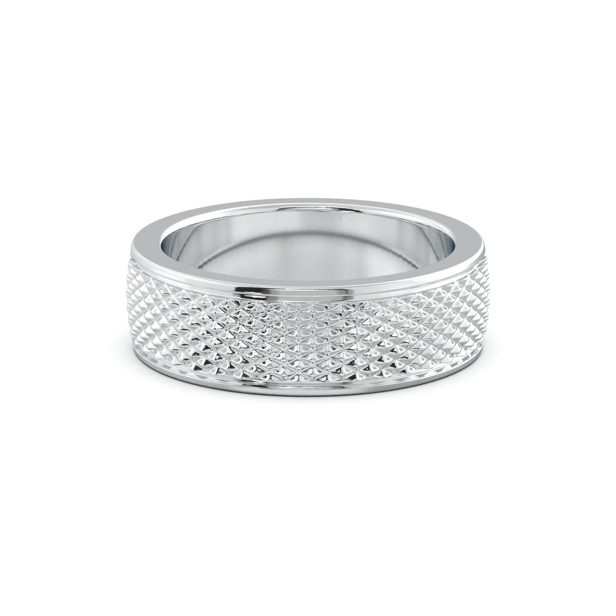 Diamond-Cut Textured Men's Wedding Band