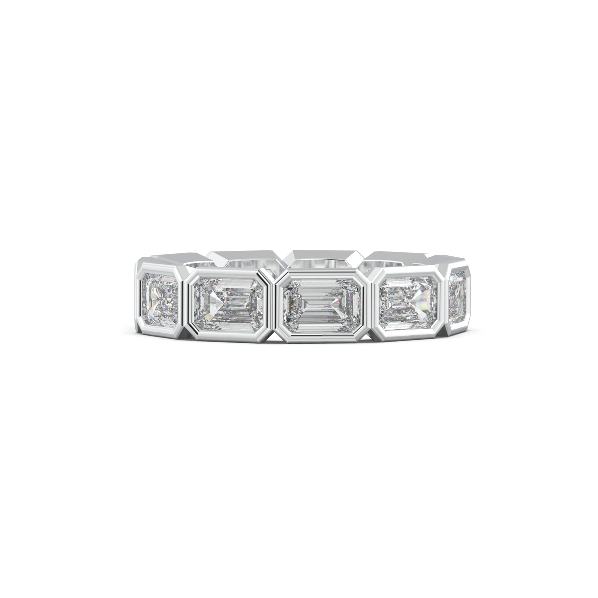 Emerald-Cut Bezel-Style Eternity Wedding Band