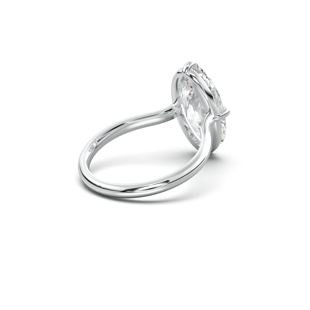Elongated Moval Solitaire Engagement Ring