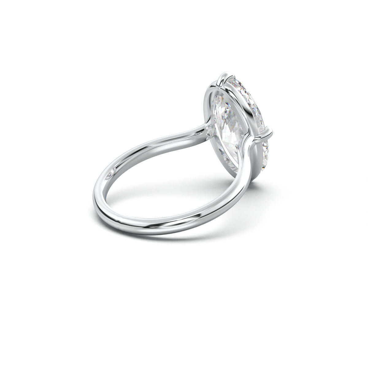 Elongated Moval Solitaire Engagement Ring