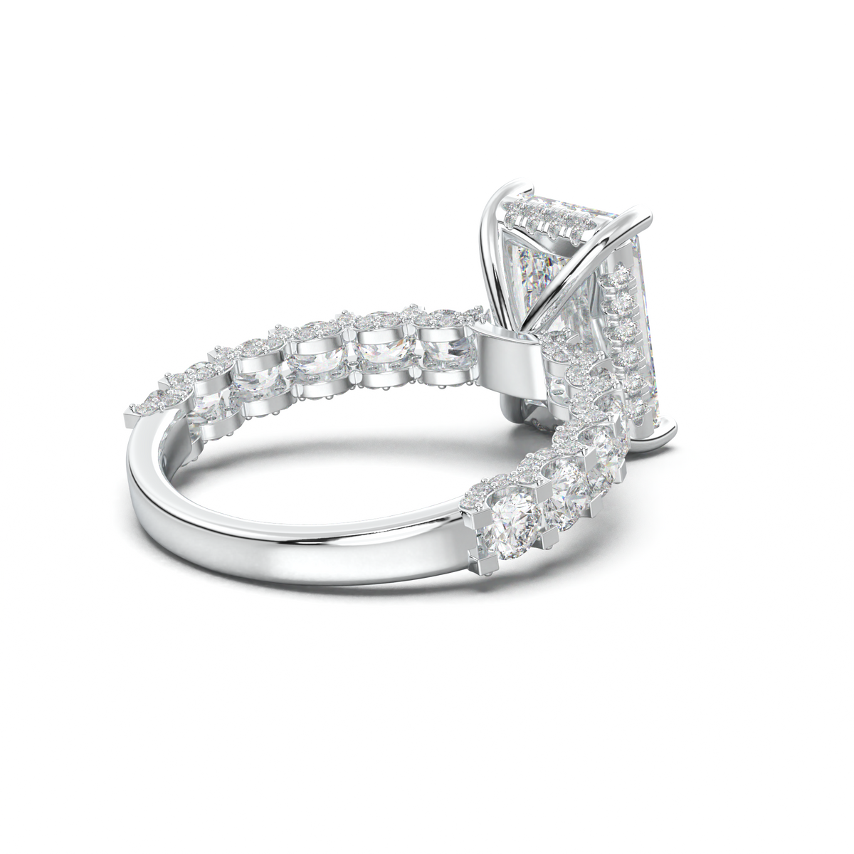 Radiant Diamond Band Engagement Ring