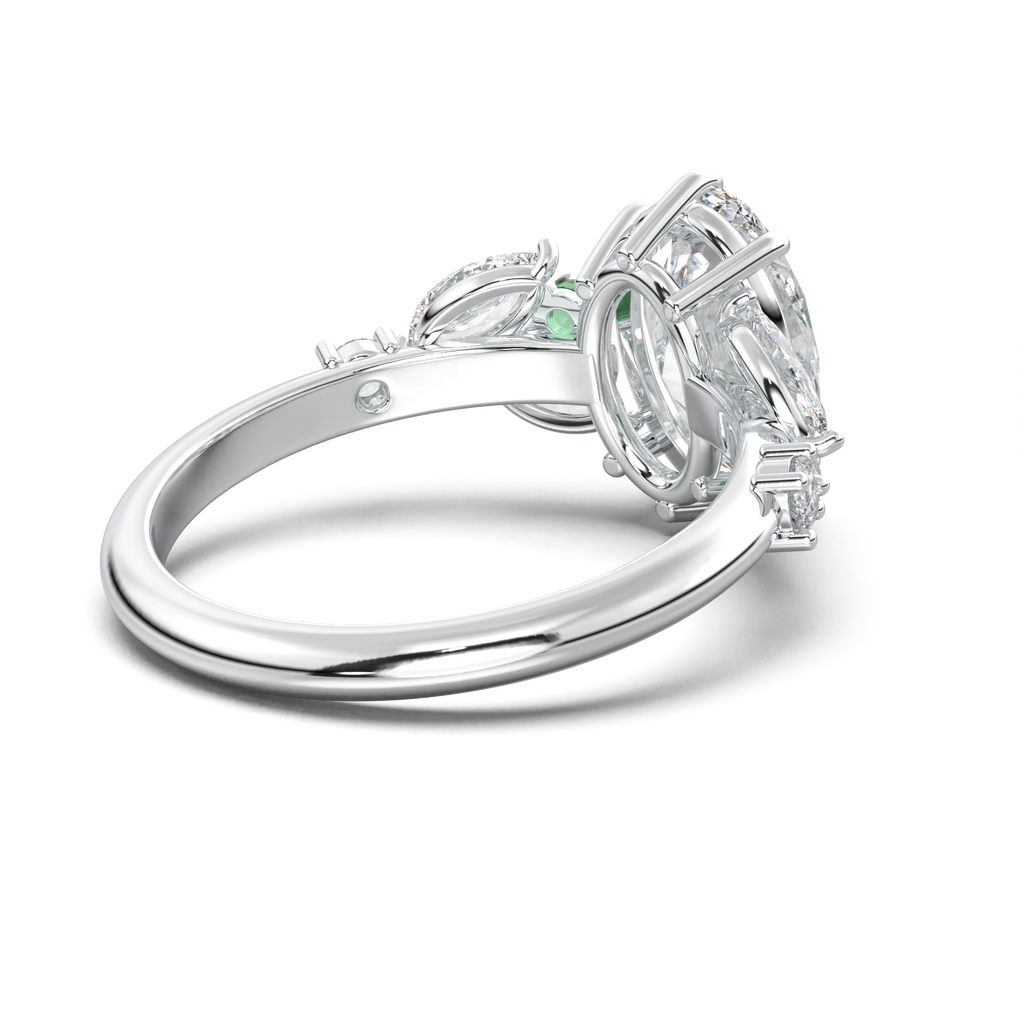 Oval Marquise-Accent Engagement Ring